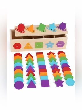 Montessori Sorting Stacking Toys for Toddlers Wooden Colors & Shape Learning Set
